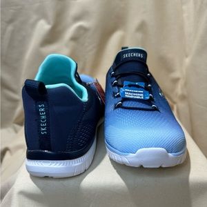Skechers Blue/Aqua Ombre Memory Foam Slip On Wide Fit Size 8